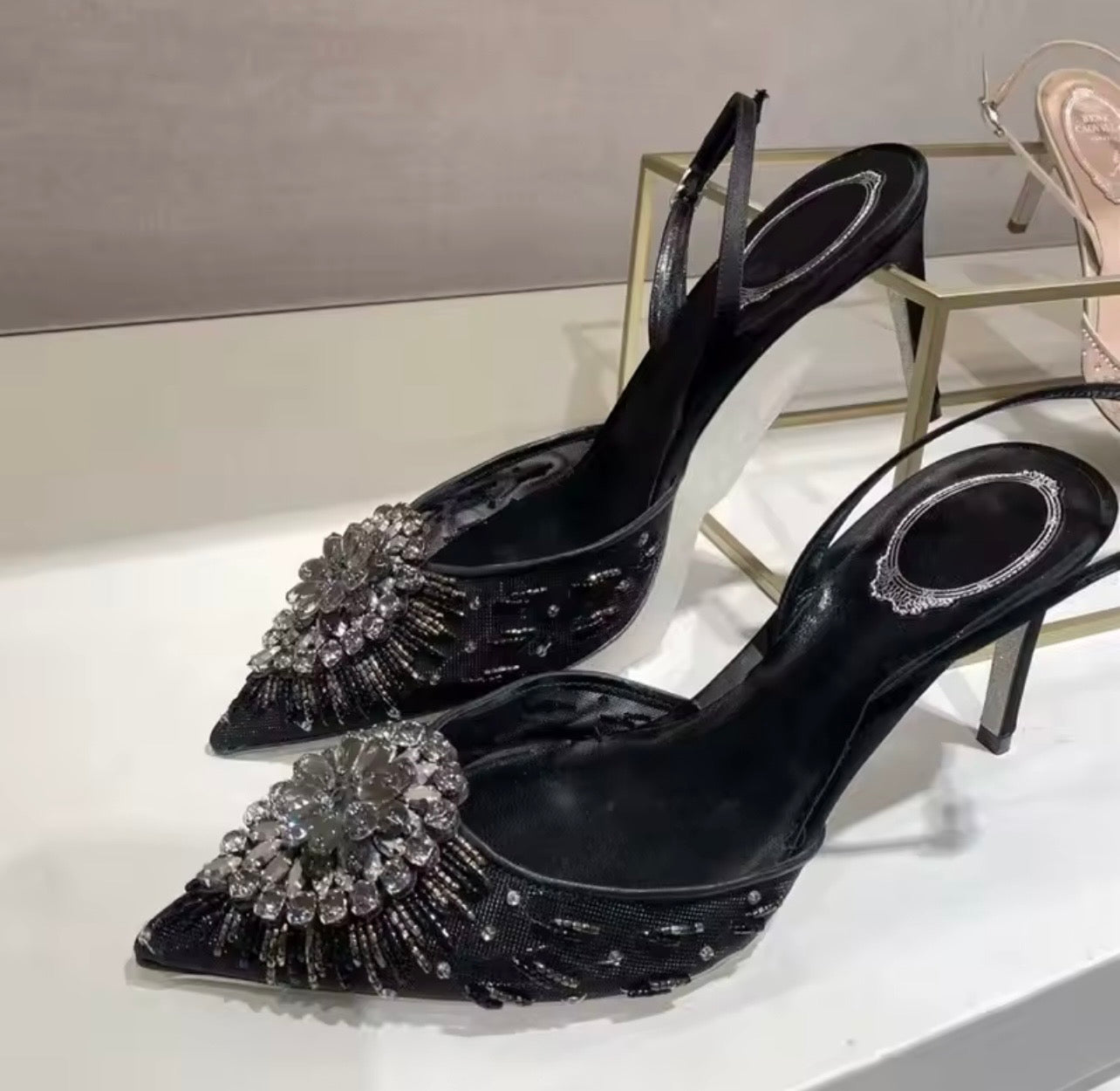 Cinderella Crystal Pointed Toe Slingbacks