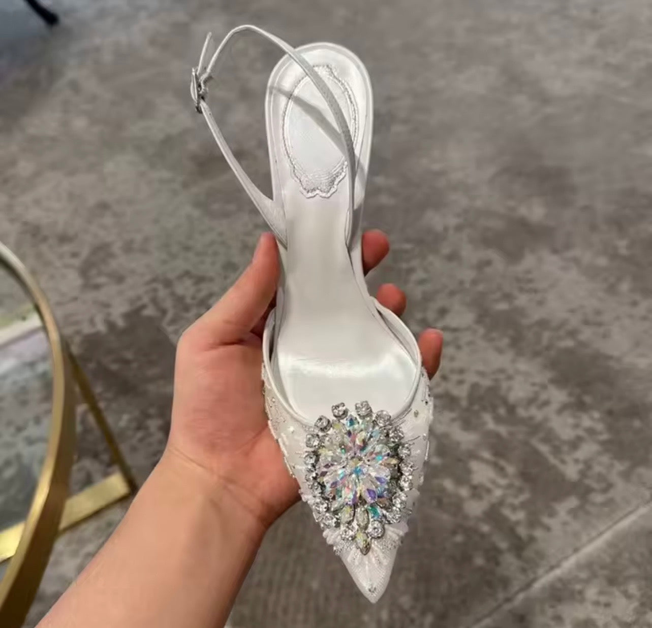 Cinderella Crystal Pointed Toe Slingbacks