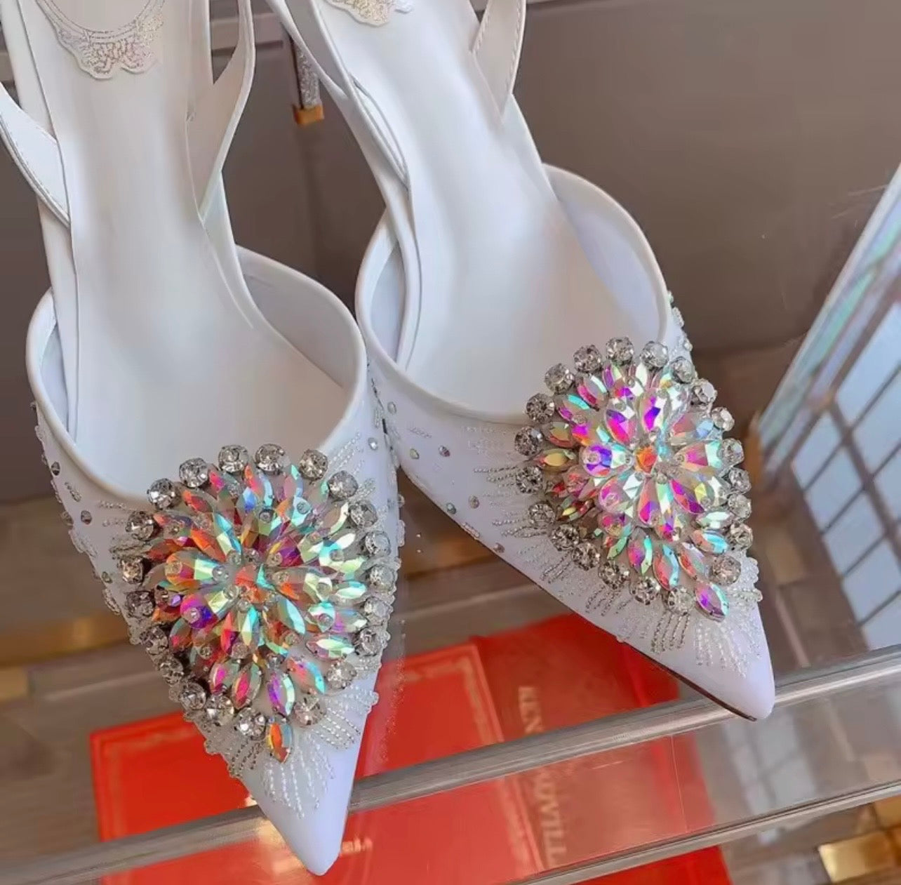 Cinderella Crystal Pointed Toe Slingbacks