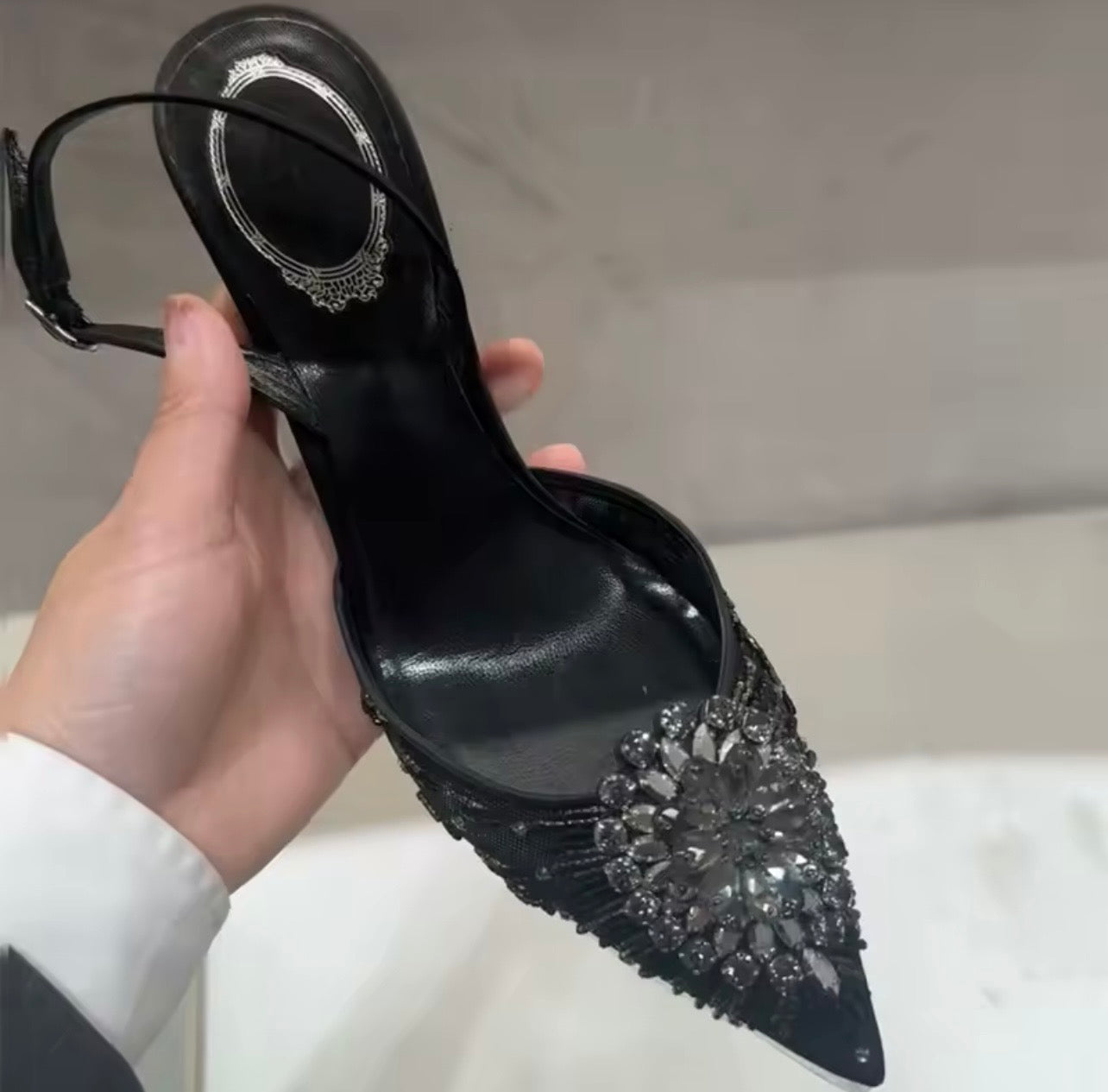 Cinderella Crystal Pointed Toe Slingbacks