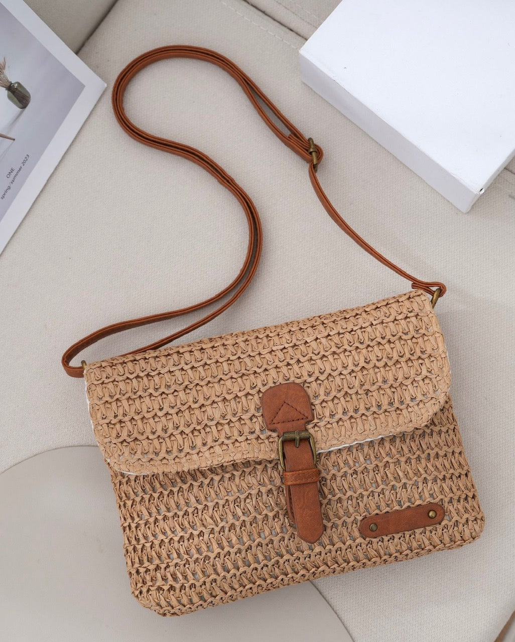 Straw Crossbody Shoulder Bag