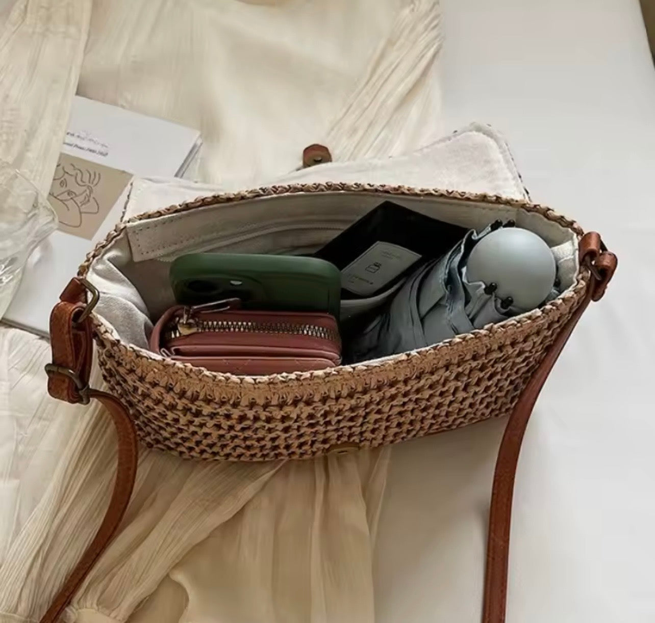 Straw Crossbody Shoulder Bag