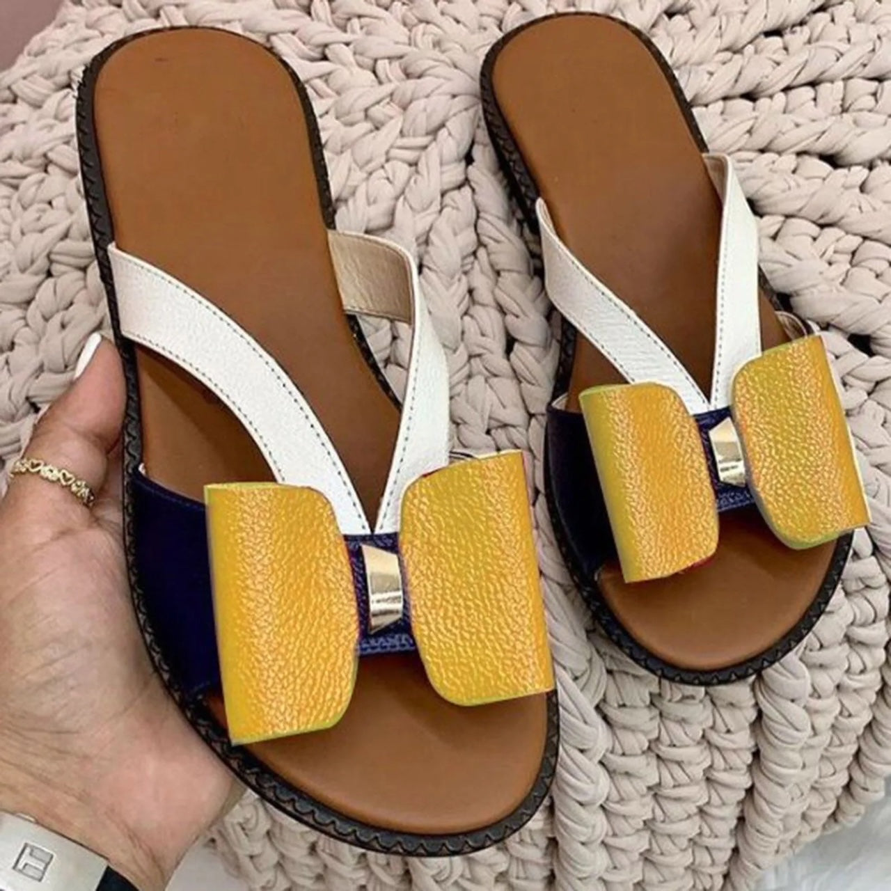 Summer Bow Flats - Vegan Leather Sandals