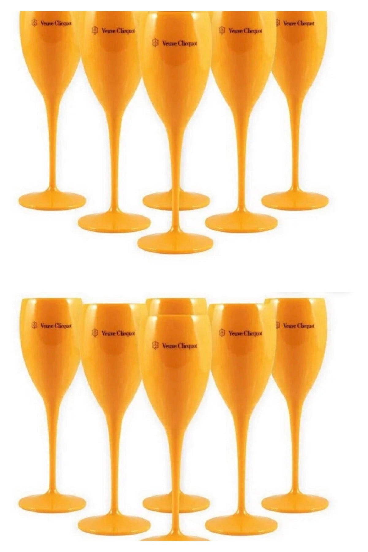 Veuve Clicquot Orange Acrylic Flutes with or without Ice Bucket  - Various Options