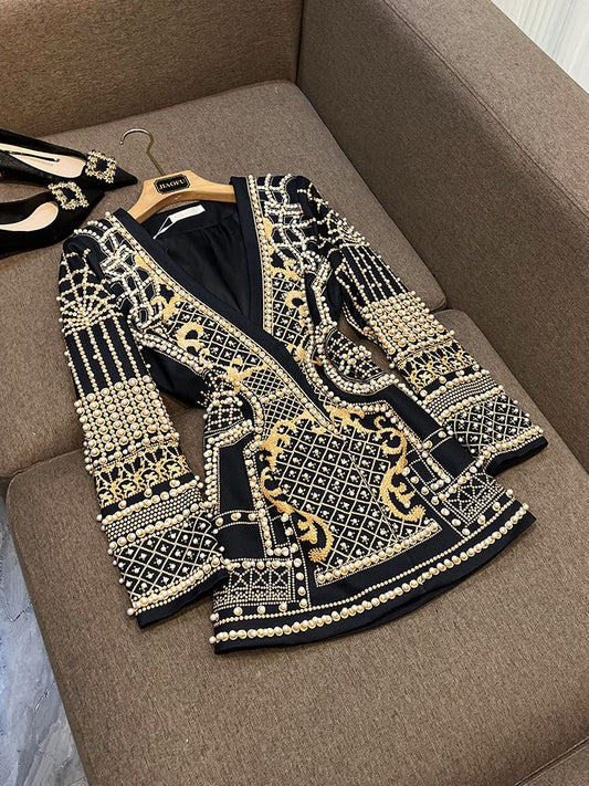 Retro Pearl Beaded Blazer