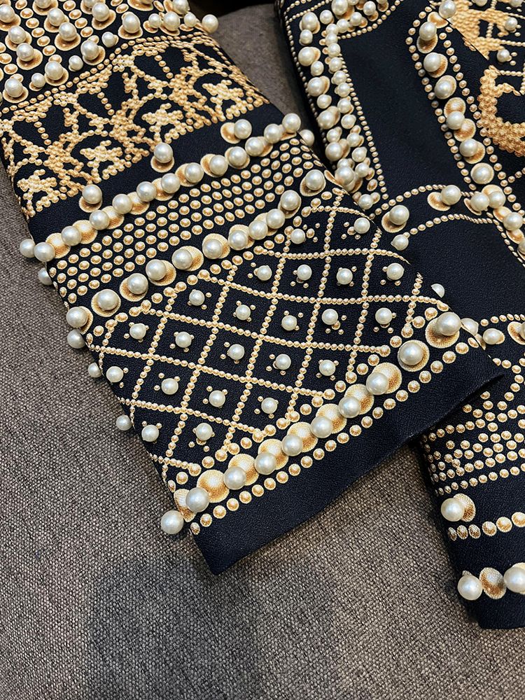Retro Pearl Beaded Blazer
