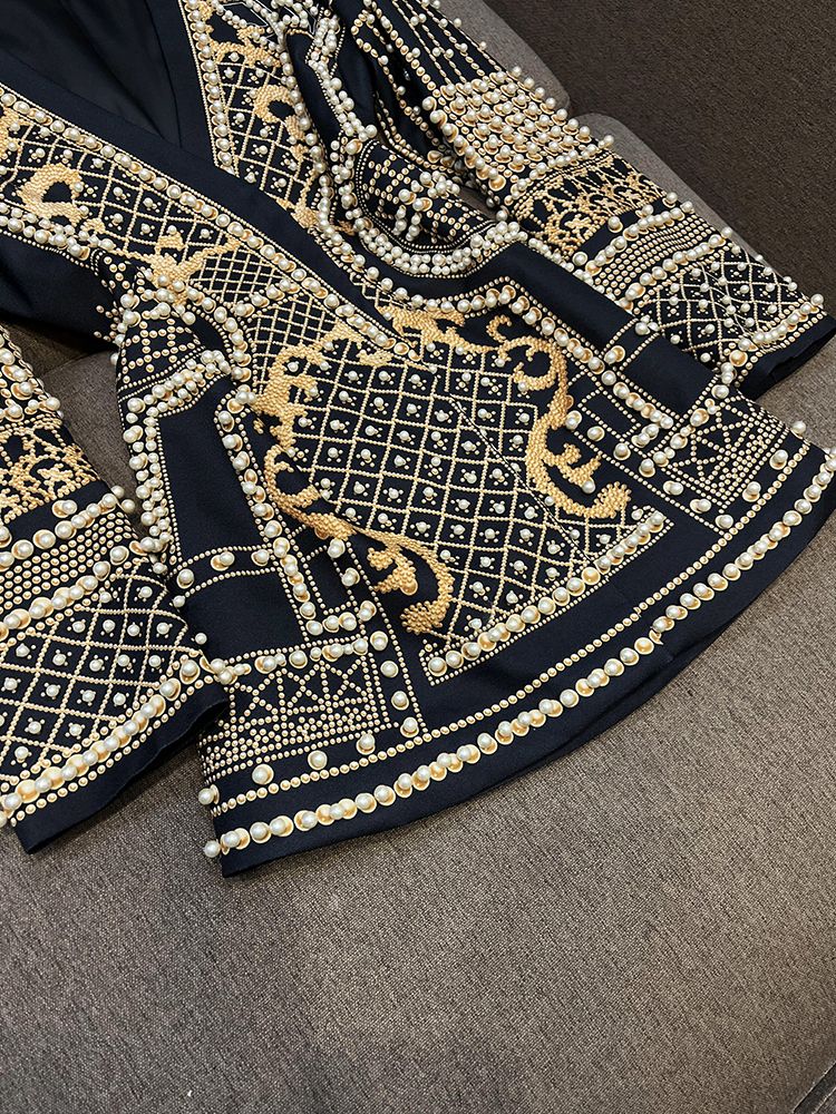 Retro Pearl Beaded Blazer