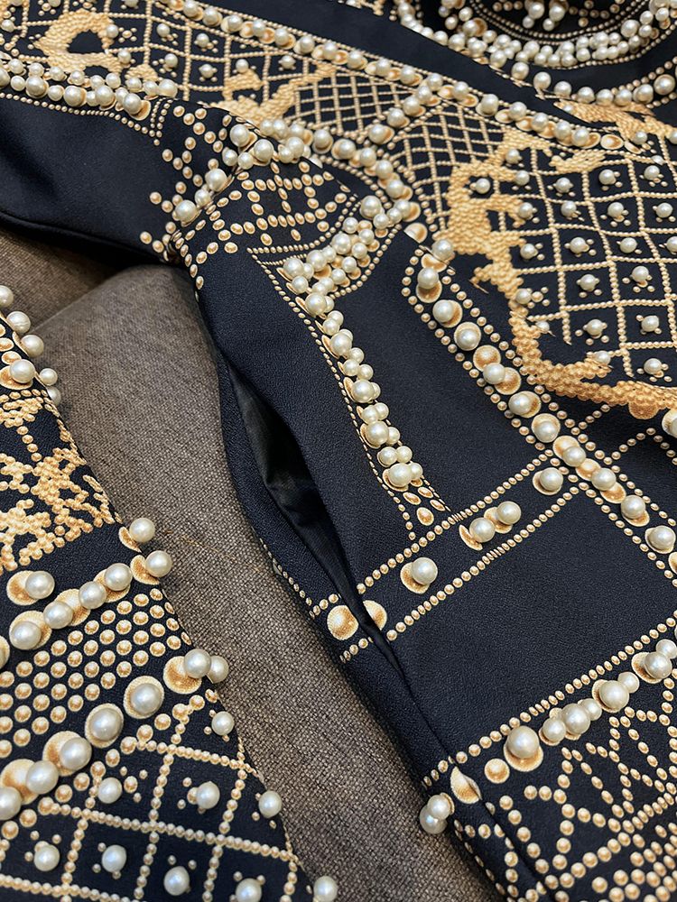 Retro Pearl Beaded Blazer