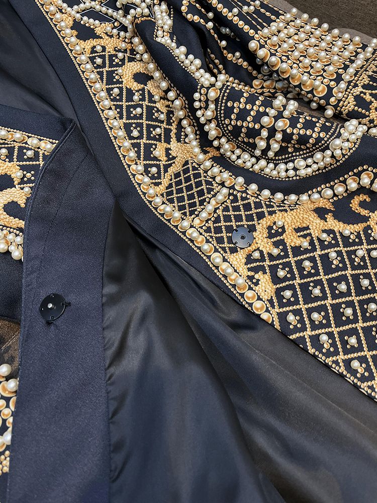 Retro Pearl Beaded Blazer