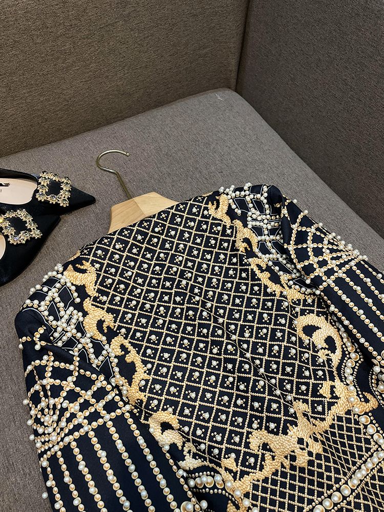 Retro Pearl Beaded Blazer