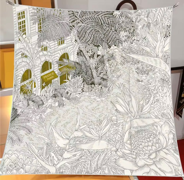 Luxury Double Sided Printing Silk Scarf 90x90cm