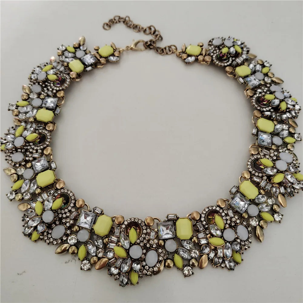 Crystal Rhinestones Large Collar Choker Necklace Earrings Jewelry Sets