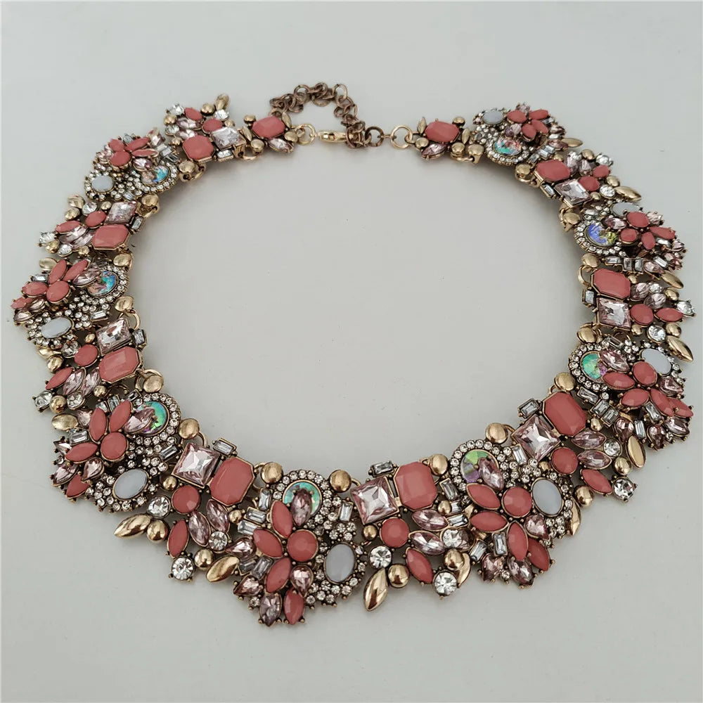 Crystal Rhinestones Large Collar Choker Necklace Earrings Jewelry Sets