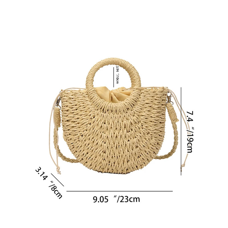 Handwoven Straw Rattan Large Capacity Beach & Crossbody Bag