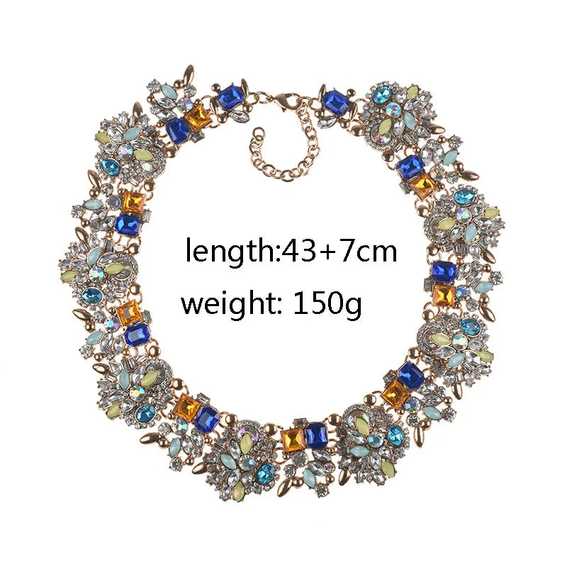 Crystal Rhinestones Large Collar Choker Necklace Earrings Jewelry Sets