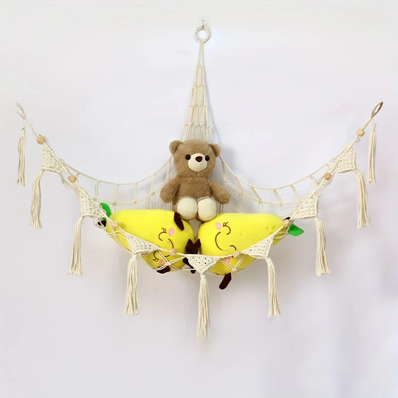 Large Capacity Stuffed Animals Hammock Net Macrame Boho Home Decorations Corner Toy Storage Organizer Plush Toys Hanging Net