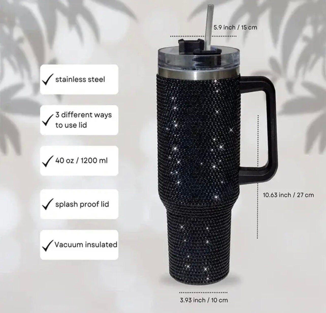 Diamond Insulated Tumbler 40oz |  40oz  Insulated Tumbler | Water Bottle| Sparkly Tumbler | Diamond Quencher | Popular - FREE SHIPPING