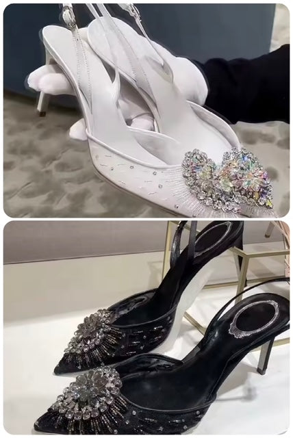 Cinderella Crystal Pointed Toe Slingbacks