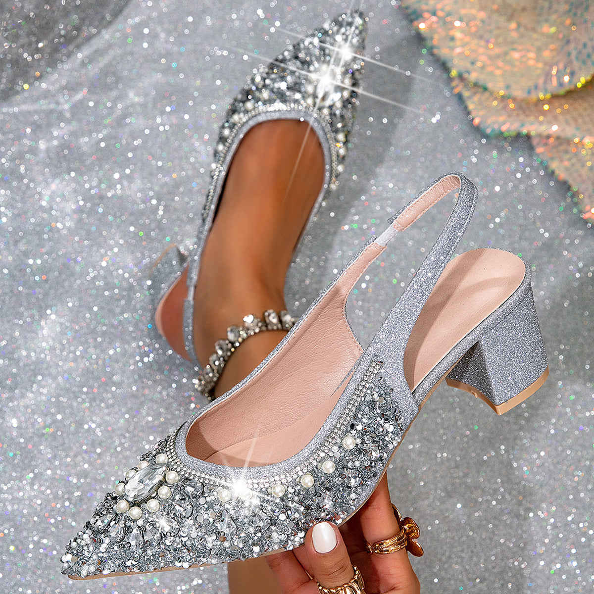Luxury Crystal Slingback Heels