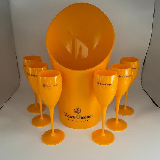 Veuve Clicquot Orange Acrylic Flutes with or without Ice Bucket  - Various Options
