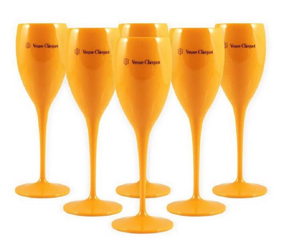 Veuve Clicquot Orange Acrylic Flutes with or without Ice Bucket  - Various Options