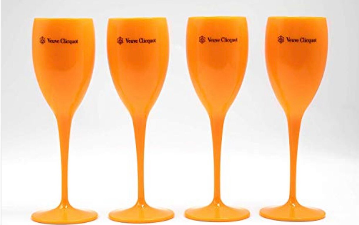 Veuve Clicquot Orange Acrylic Flutes with or without Ice Bucket  - Various Options