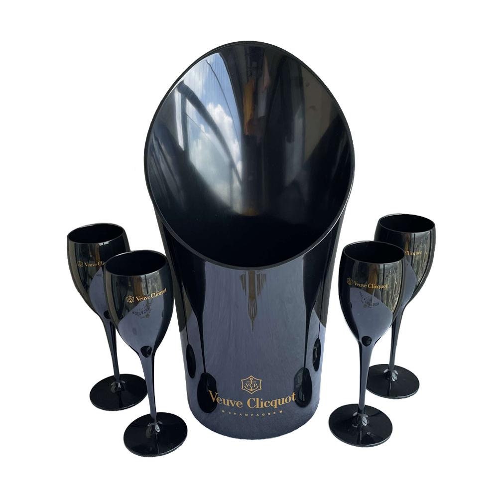 Veuve Clicquot Black Acrylic Champagne Flutes and Ice Bucket set(s) - Various Options