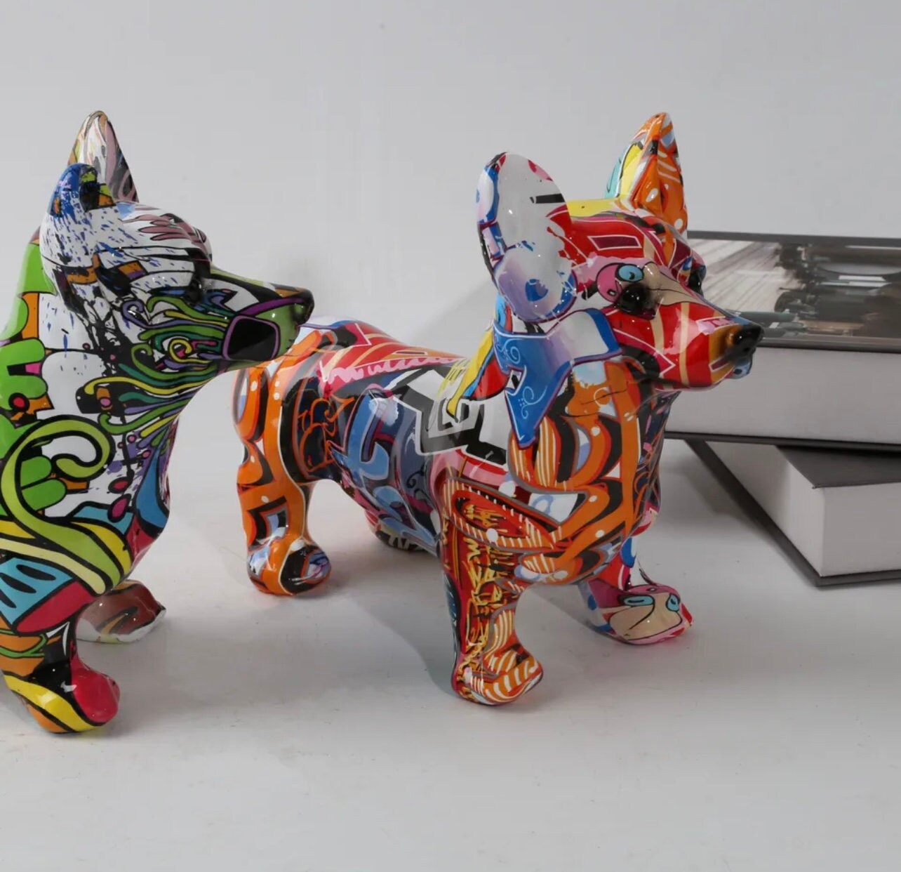 Corgi Graffiti Dog Sculpture