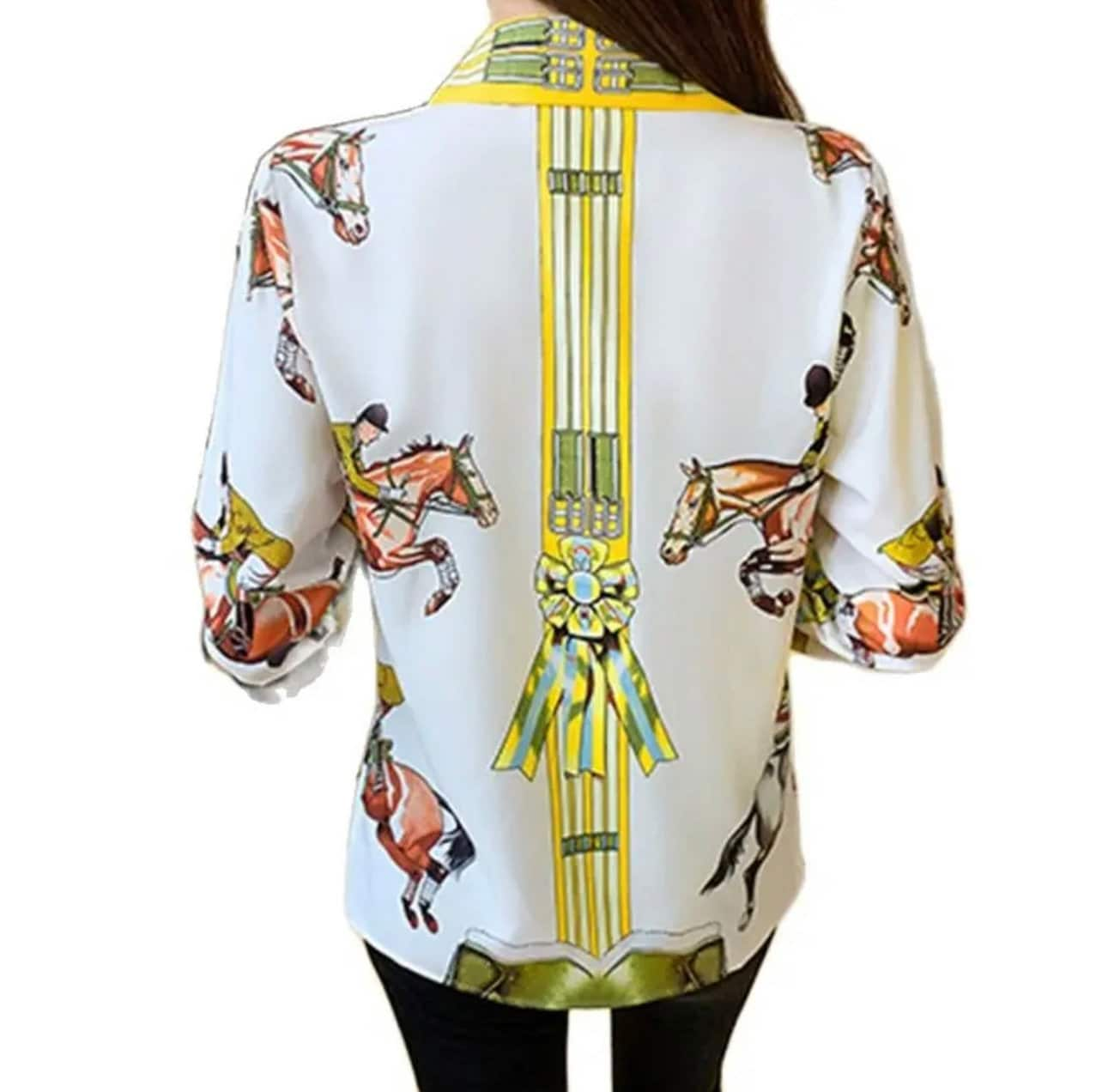 Horse Print Equestrian Parisian Blouse