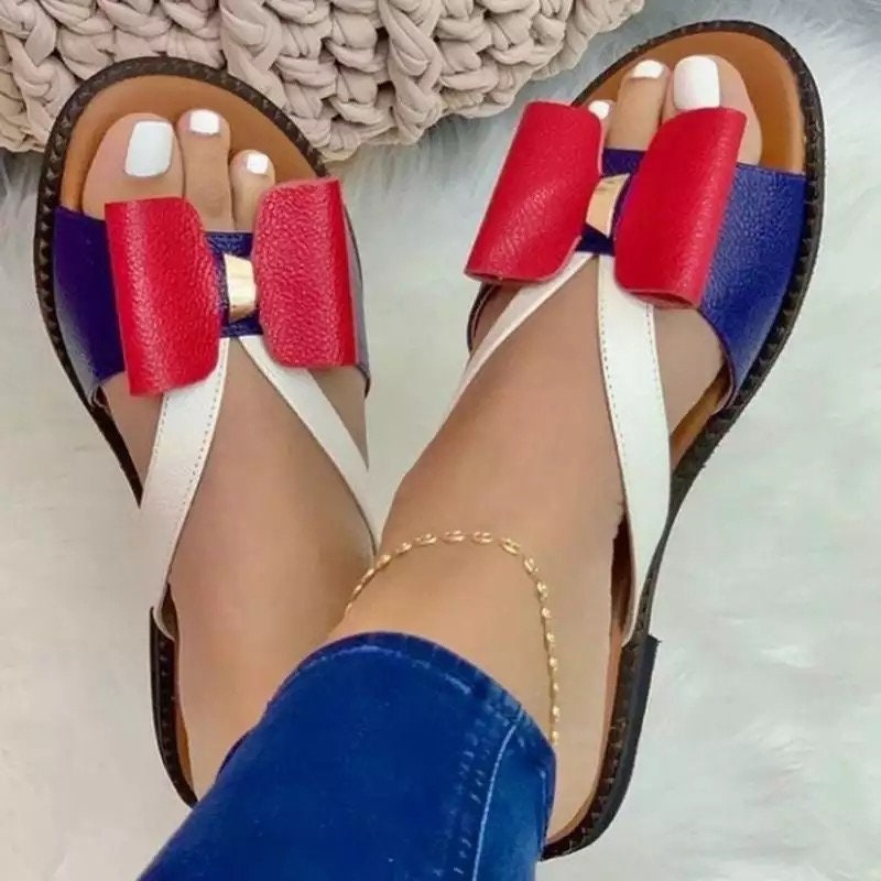 Summer Bow Flats - Vegan Leather Sandals