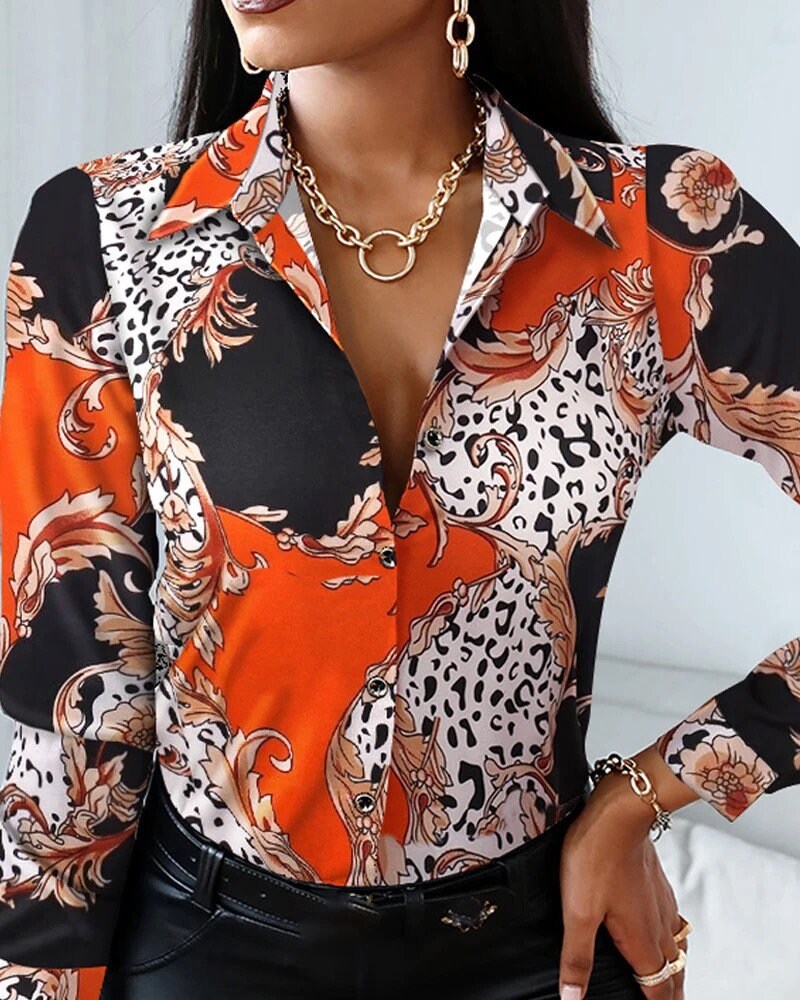 Womens Abstract Print Blouse